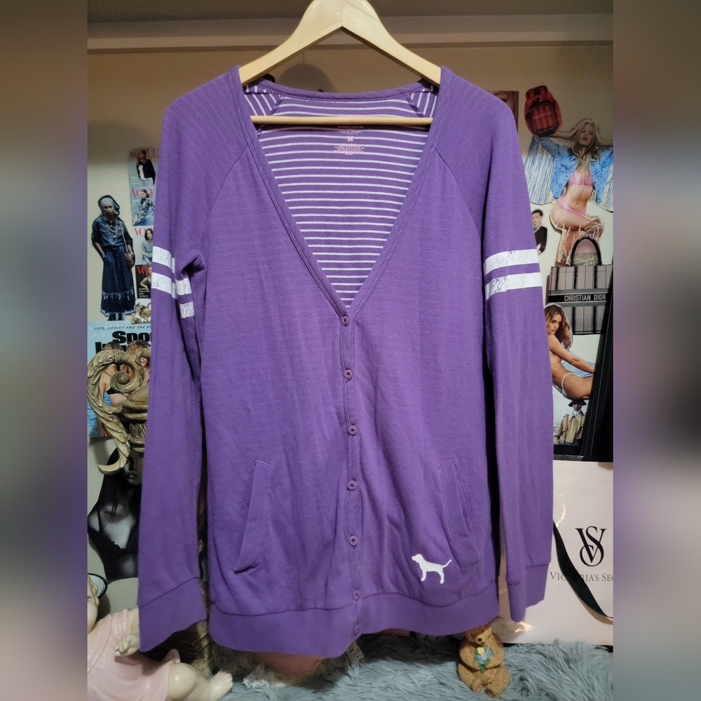 LSU Tigers Vintage Victoria's Secret Purple Cardigan